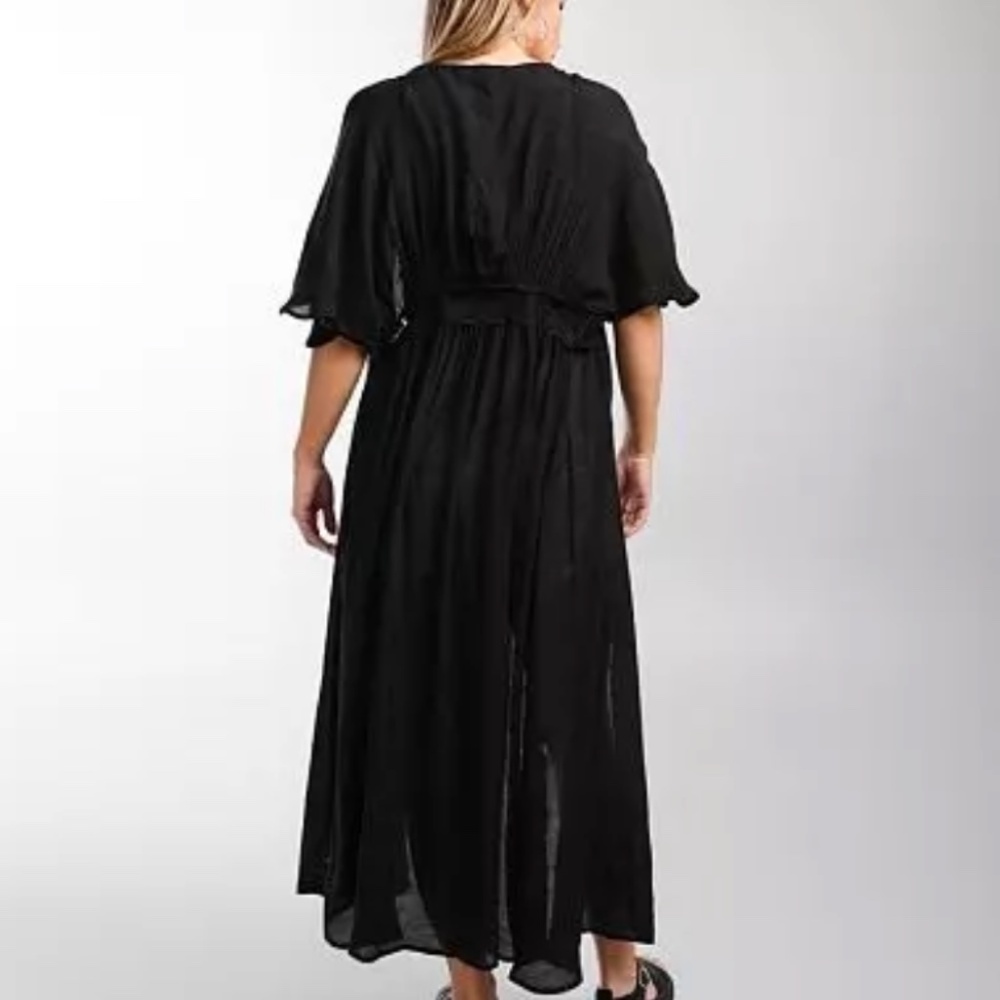 Timing Black Boho Lace Detail Duster Kimono - Size L